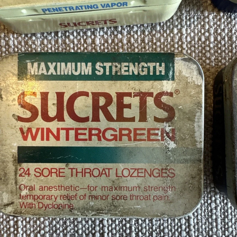 Lot of 4 Sucrets Tins Vintage Empty Containers 1950 To 1980‎